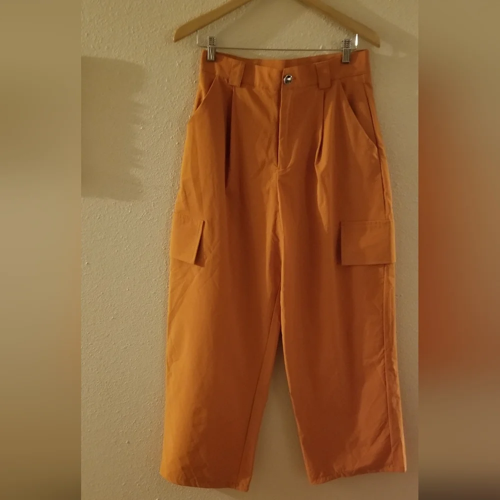 Pumpkin color fall wide leg pants by Lovepoem size large
